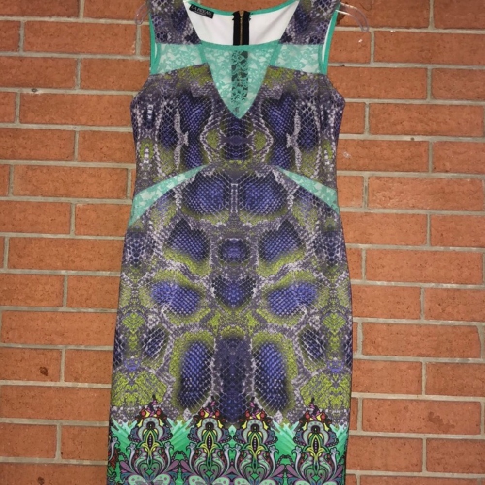 💚LA PATEAU💚MIXED PRINT SHEATH DRESS💚